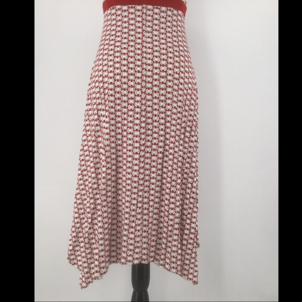 Ronen Chen Med. Red &White Faux Wrap Summer Dress - Picture 9 of 13
